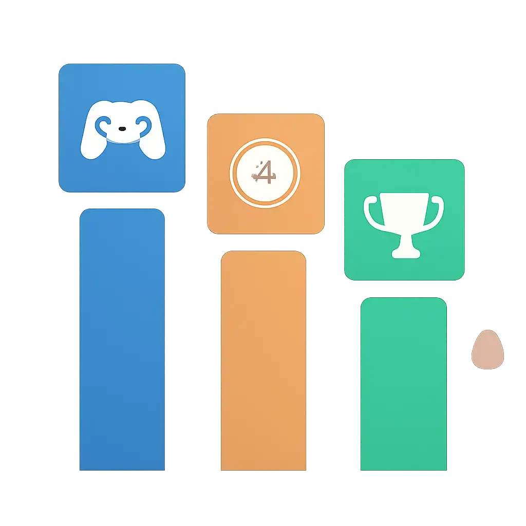 Infographic comparing options using coloured bars and icons only, no text or labels, flat design, BDG Game